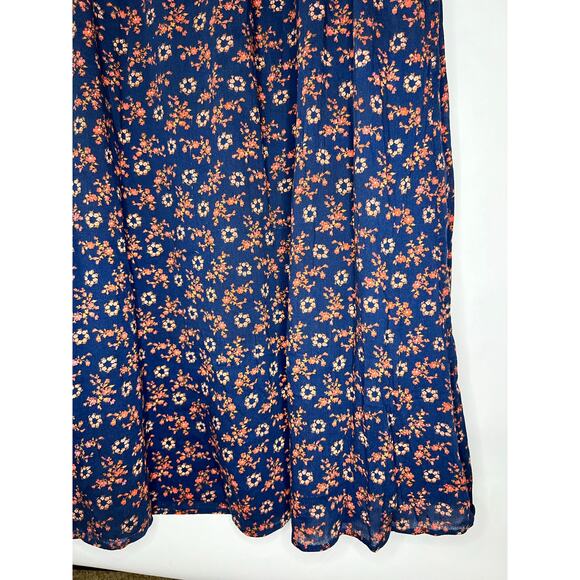 Caslon, Navy Floral Maxi Dress, Cotton Blend, Button Front, Boho Cottagecore - Picture 8 of 15